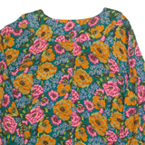 TAKEAWAY Womens Printed Shirt Blue Collared Long Sleeve 90s Floral M
