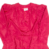 MARILYN Peplum Womens Printed Blouse Red Puff Sleeve 90s Crazy Pattern S