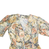 Womens Printed Blouse Blue V-Neck 90s Floral S