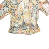 Womens Printed Blouse Blue V-Neck 90s Floral S