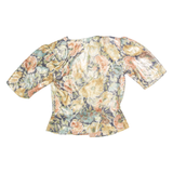 Womens Printed Blouse Blue V-Neck 90s Floral S
