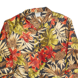 BON WORTH Ribbed Womens Printed Shirt Black 3/4 Sleeve 90s Floral XL