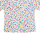 Sheer Womens Printed Shirt White Collared Crazy Pattern S