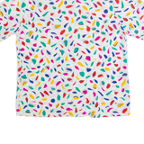 Sheer Womens Printed Shirt White Collared Crazy Pattern S