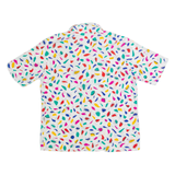 Sheer Womens Printed Shirt White Collared Crazy Pattern S