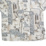 ALIA Petite Womens Printed Shirt Grey 90s Crazy Pattern L