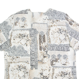 ALIA Petite Womens Printed Shirt Grey 90s Crazy Pattern L