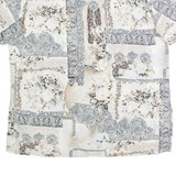 ALIA Petite Womens Printed Shirt Grey 90s Crazy Pattern L