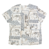 ALIA Petite Womens Printed Shirt Grey 90s Crazy Pattern L