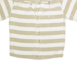 LIZ CLAIBORNE Womens Printed Shirt Cream Collared 90s Striped L