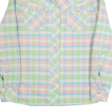 FEM-E-NITS Womens Printed Shirt Green Collared Long Sleeve 90s Gingham S