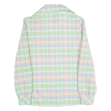 FEM-E-NITS Womens Printed Shirt Green Collared Long Sleeve 90s Gingham S