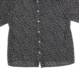 SHRIS Womens Printed Shirt Black Collared 90s Spotted L