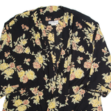 SHARON ANTHONY Womens Kimono Blouse Black 3/4 Sleeve 90s Floral 3XL