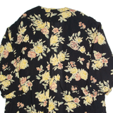 SHARON ANTHONY Womens Kimono Blouse Black 3/4 Sleeve 90s Floral 3XL
