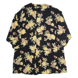 SHARON ANTHONY Womens Kimono Blouse Black 3/4 Sleeve 90s Floral 3XL