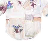 TRU Womens Shirt White Viscose 90s Floral UK 14