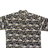CITY STREETS Mens Shirt Black 90s Crazy Pattern XL