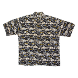 CITY STREETS Mens Shirt Black 90s Crazy Pattern XL
