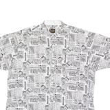 LET'S GO Mens Shirt White 90s Crazy Pattern XL
