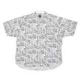 LET'S GO Mens Shirt White 90s Crazy Pattern XL