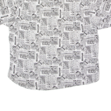 LET'S GO Mens Shirt White 90s Crazy Pattern XL