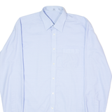 KAUF CENTO Mens Plain Shirt Blue 90s Long Sleeve L