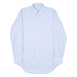 KAUF CENTO Mens Plain Shirt Blue 90s Long Sleeve L