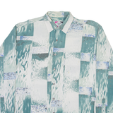 CASUAL LAND Mens Shirt Green Geometric Long Sleeve M