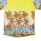 REVERSE Mens Hawaiian Shirt Yellow Floral M