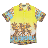 REVERSE Mens Hawaiian Shirt Yellow Floral M