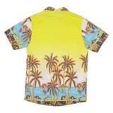 REVERSE Mens Hawaiian Shirt Yellow Floral M