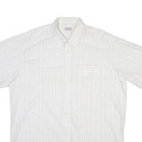 COLDOR Mens Shirt White Striped L