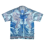 HANGZHOU Mens Shirt Blue Crazy Pattern M