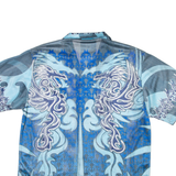 HANGZHOU Mens Shirt Blue Crazy Pattern M