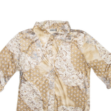 YESSICA Womens Shirt Brown Silk Floral Long Sleeve S
