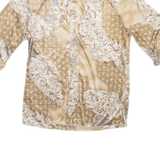 YESSICA Womens Shirt Brown Silk Floral Long Sleeve S