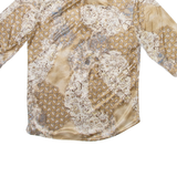 YESSICA Womens Shirt Brown Silk Floral Long Sleeve S