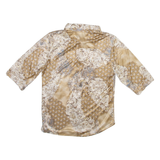 YESSICA Womens Shirt Brown Silk Floral Long Sleeve S