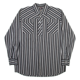 HIGH CLASS Mens Shirt Grey Striped Long Sleeve M