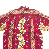KARMAKULA Mens Hawaiian Shirt Red Viscose Floral M