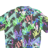 PULL&BEAR Graffiti Mens Shirt Green Crazy Pattern S