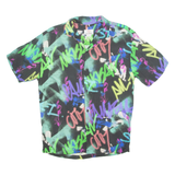 PULL&BEAR Graffiti Mens Shirt Green Crazy Pattern S