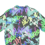 PULL&BEAR Graffiti Mens Shirt Green Crazy Pattern S