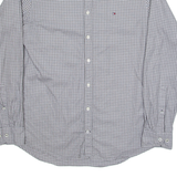 TOMMY HILFIGER Mens Shirt Grey Gingham Long Sleeve L