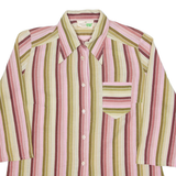 CREATION SUISSE Sheer Womens Shirt Pink 90s Striped 3/4 Sleeve M
