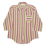 CREATION SUISSE Sheer Womens Shirt Pink 90s Striped 3/4 Sleeve M