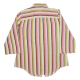 CREATION SUISSE Sheer Womens Shirt Pink 90s Striped 3/4 Sleeve M