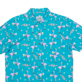 PARTY PANTS Mens Hawaiian Shirt Blue Crazy Pattern S