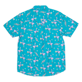 PARTY PANTS Mens Hawaiian Shirt Blue Crazy Pattern S